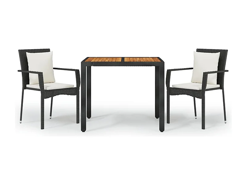 Van Buren  3-delige Tuinset met kussens poly rattan zwart