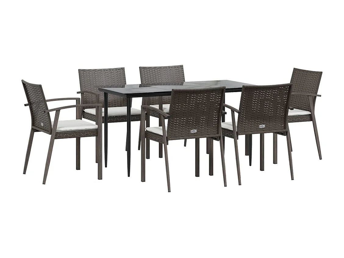 Bucyrus  Ensemble à manger de jardin 7 pcs coussins résine tressée acier