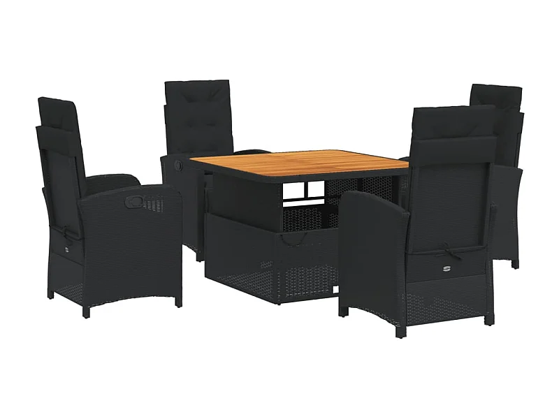 Abington  Ensemble à manger de jardin coussins 5pcs Noir Résine tressée