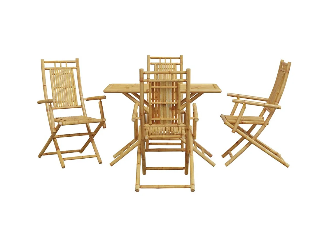 Mounir  Ensemble à manger de jardin 5 pcs bambou