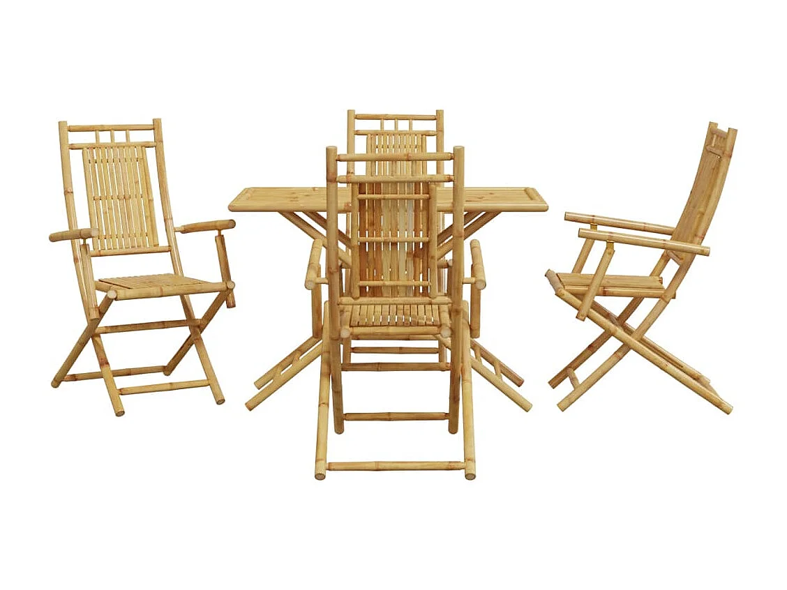 Mounir  Ensemble à manger de jardin 5 pcs bambou