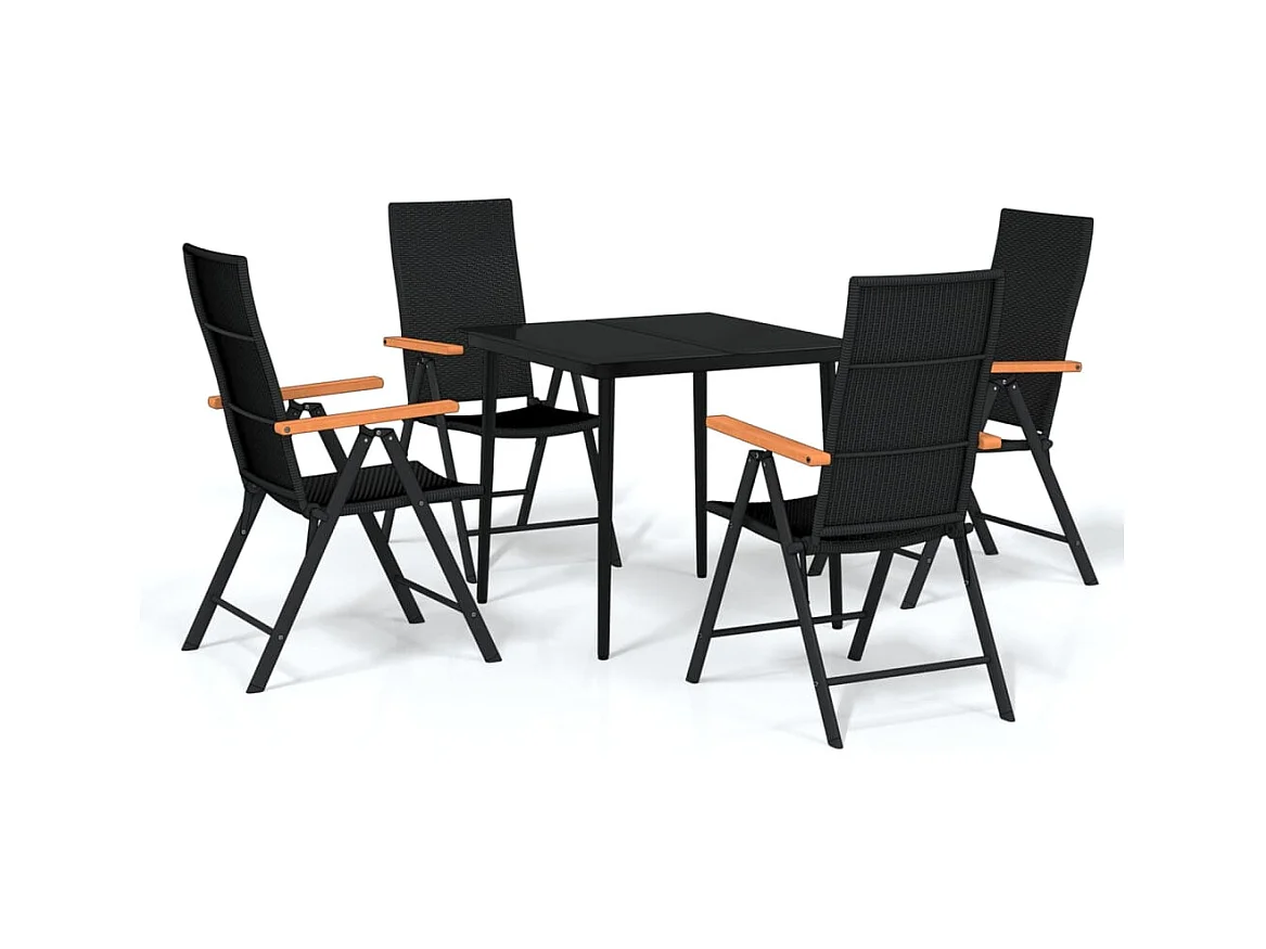 Henna  Ensemble à manger de jardin 5 pcs Noir