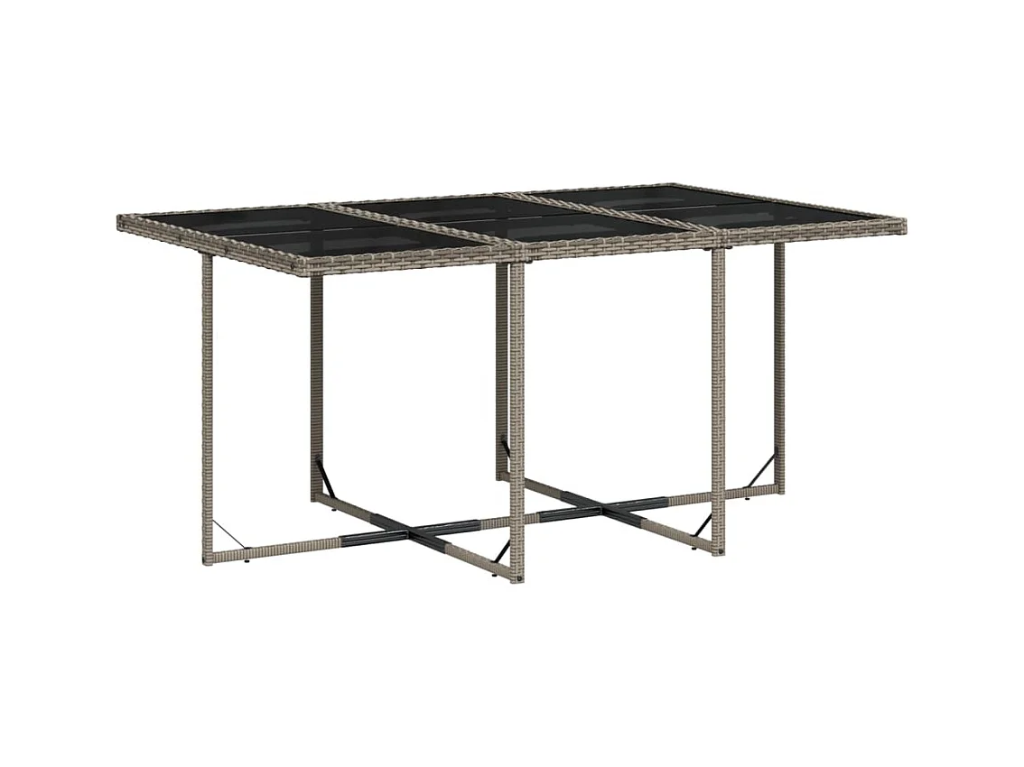 An Daingean  Ensemble à manger de jardin 11pcs avec coussins gris poly rotin