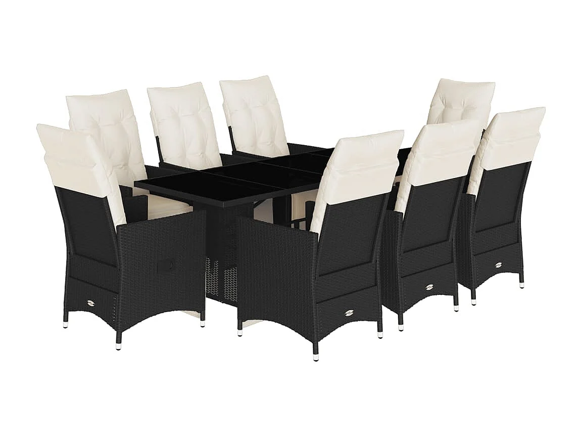 Garden Furniture -  9-delige Tuinset poly rattan zwart