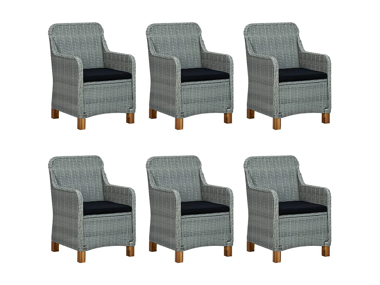 Kalren  Ensemble à manger 9 pcs avec coussins résine tressée gris clair