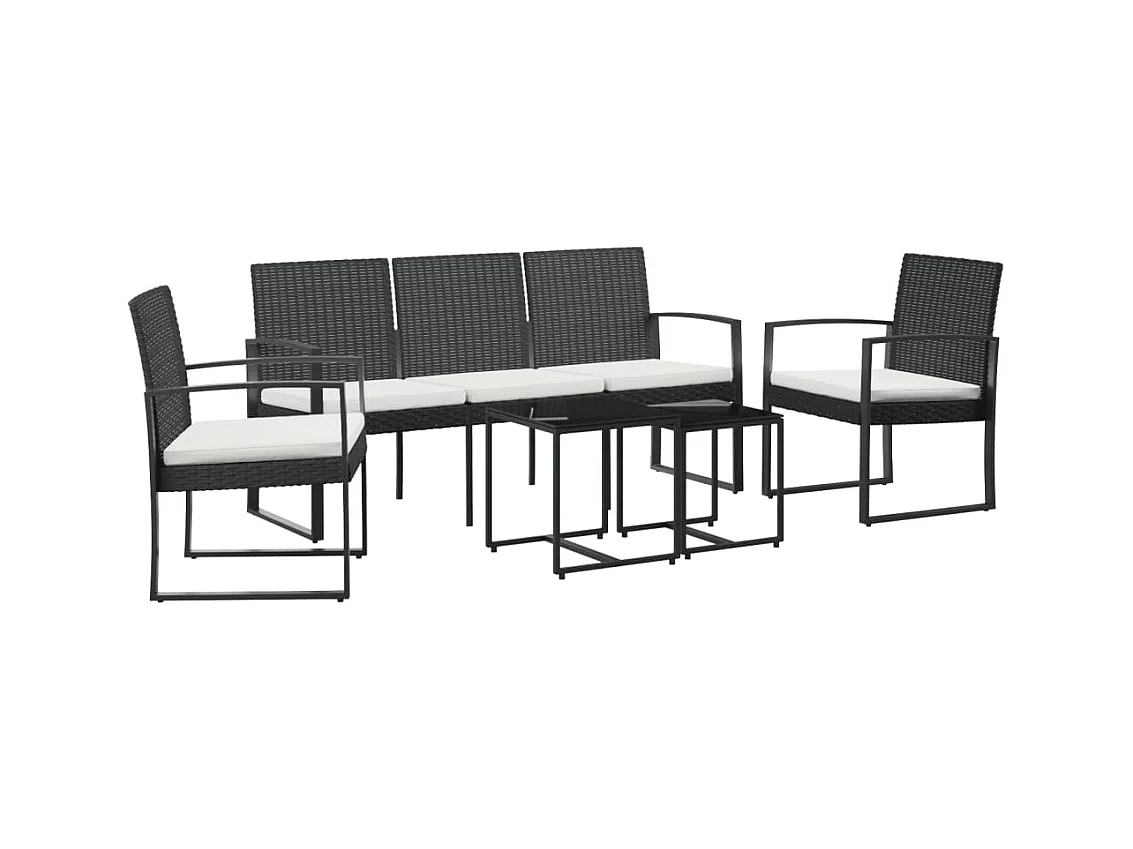 Artor  Set comedor de jardín 5 pzas con cojines PP aspecto ratán negro
