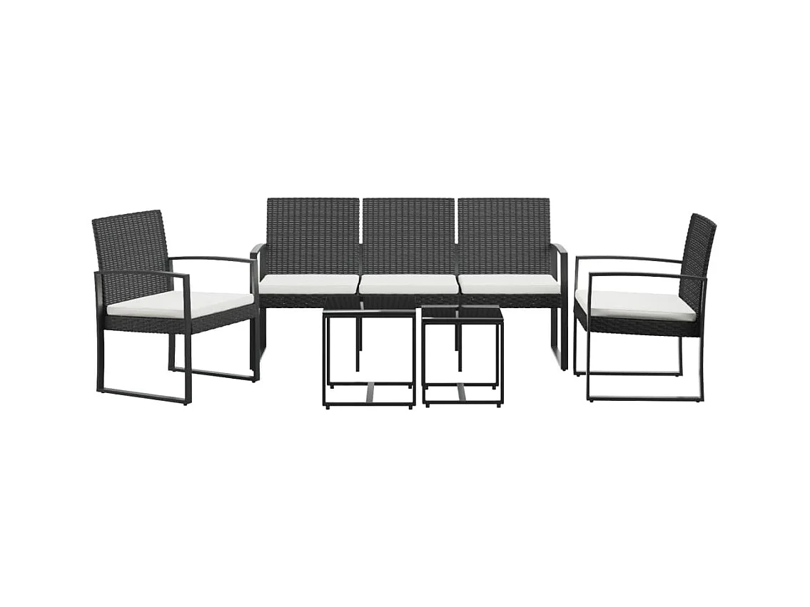 Artor  Set comedor de jardín 5 pzas con cojines PP aspecto ratán negro