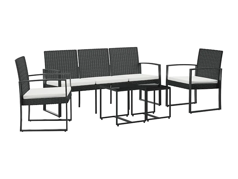 Artor  5-delige Tuinset met kussens polypropeen rattan zwart