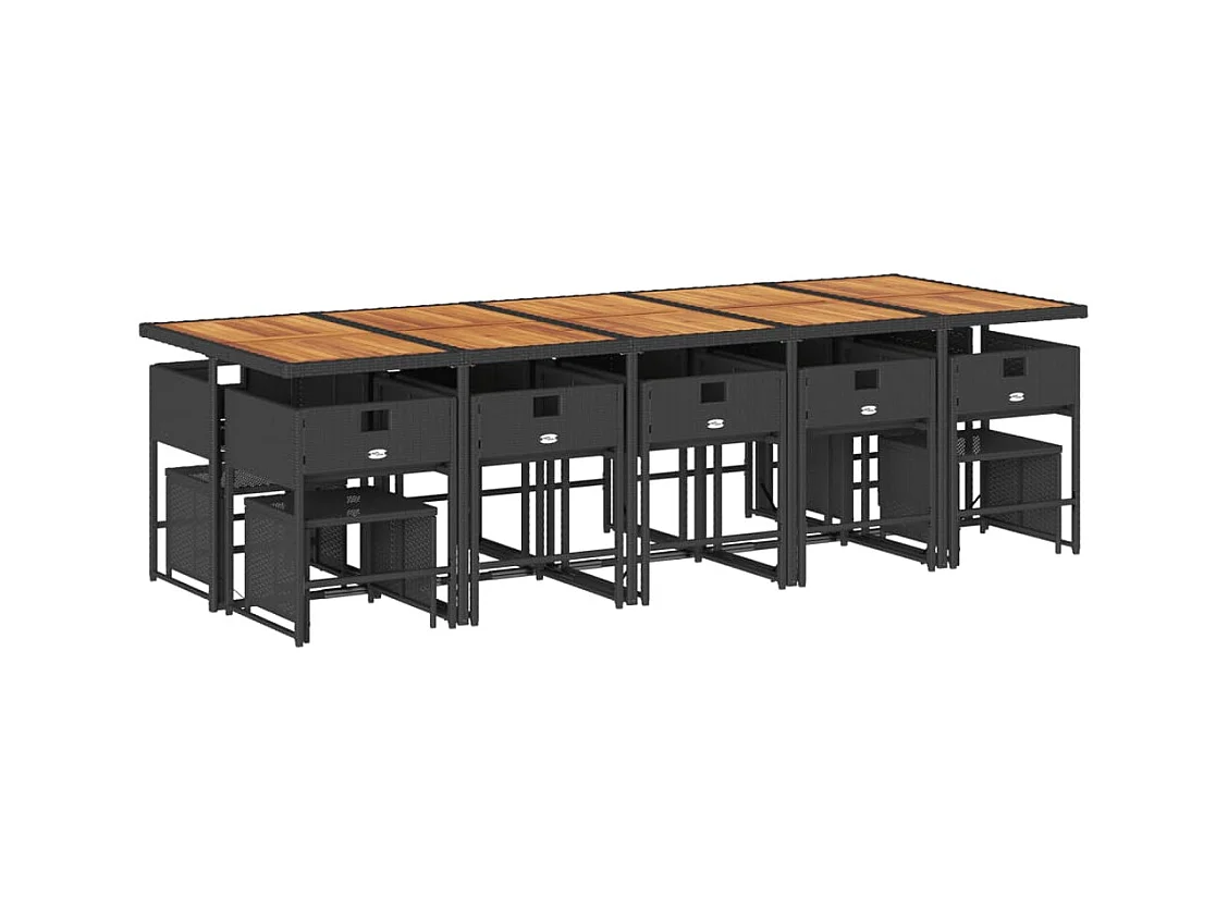 Kirkland  Ensemble à manger de jardin 15 pcs coussins noir résine tressée