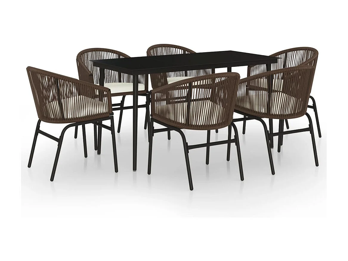 Belric  Ensemble à manger de jardin 7 pcs Marron