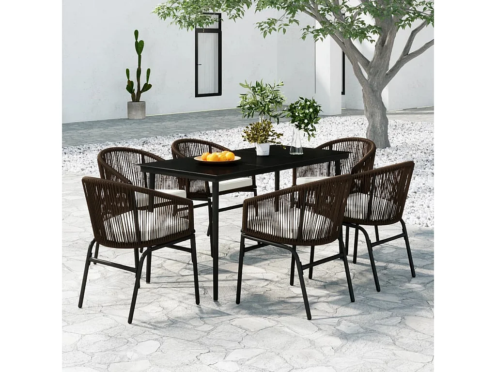 Belric  Ensemble à manger de jardin 7 pcs Marron