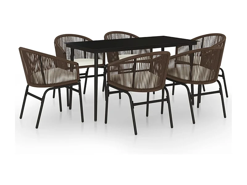 Belric  Juego de comedor de jardín 7 piezas marrón