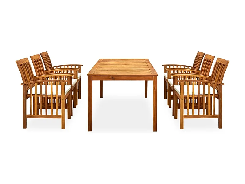 Ulvin  7-delige Tuinset met kussens massief acaciahout