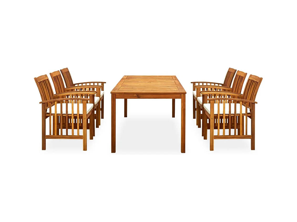 Ulvin  Ensemble à manger de jardin 7 pcs avec coussins Acacia solide