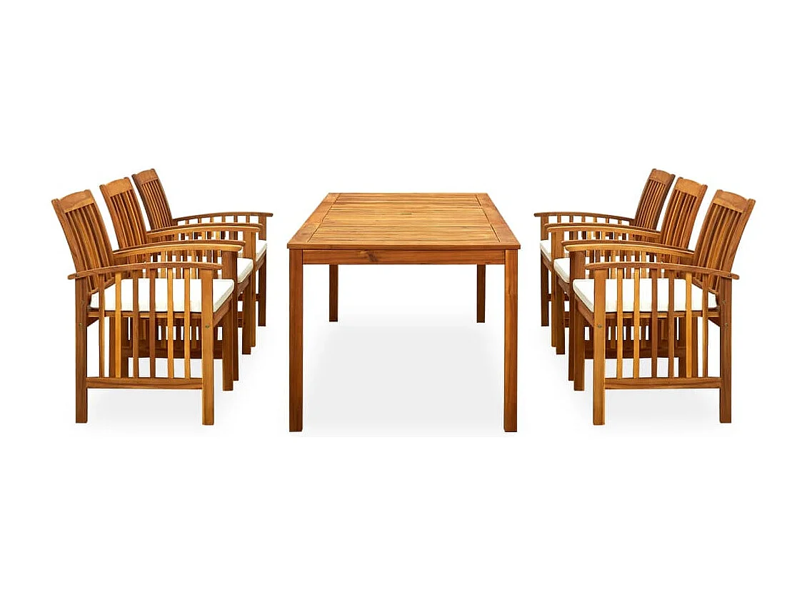 Ulvin  Ensemble à manger de jardin 7 pcs avec coussins Acacia solide