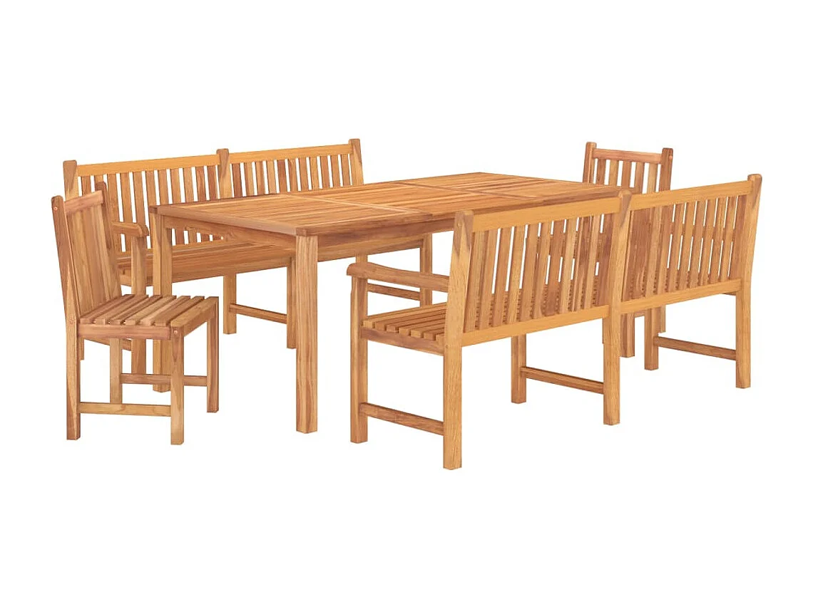 Kemale  Juego de comedor para jardín 5 piezas madera maciza de teca