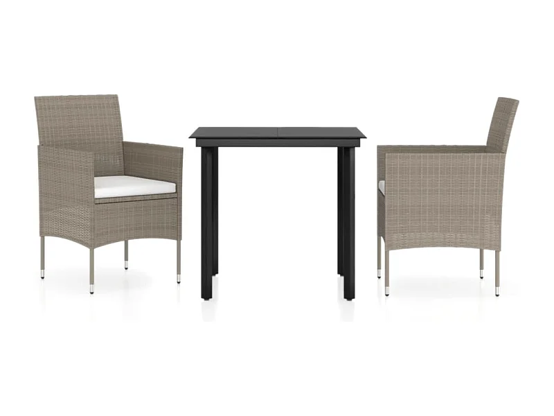 Hillsboro  Ensemble à manger de jardin avec coussins 3 pcs Beige et noir