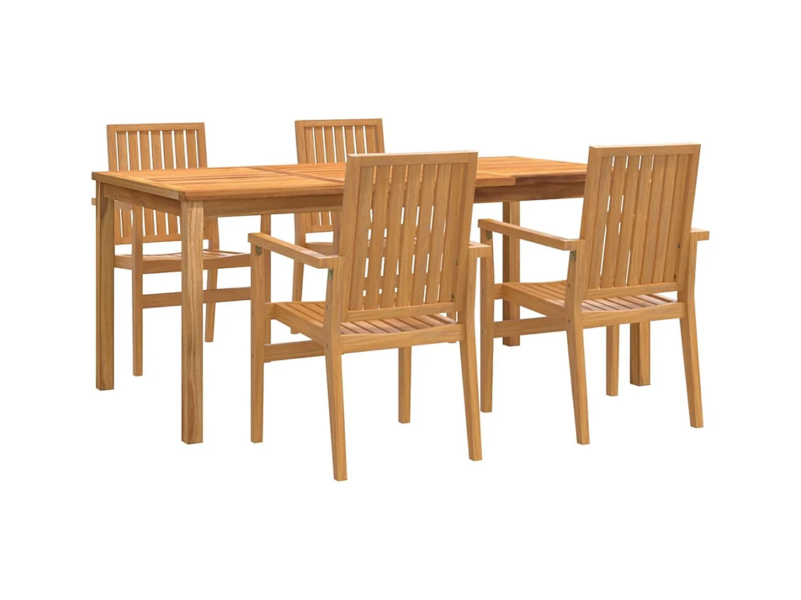 Garden Furniture -  Ensemble à manger de jardin 5pcs Bois de teck massif