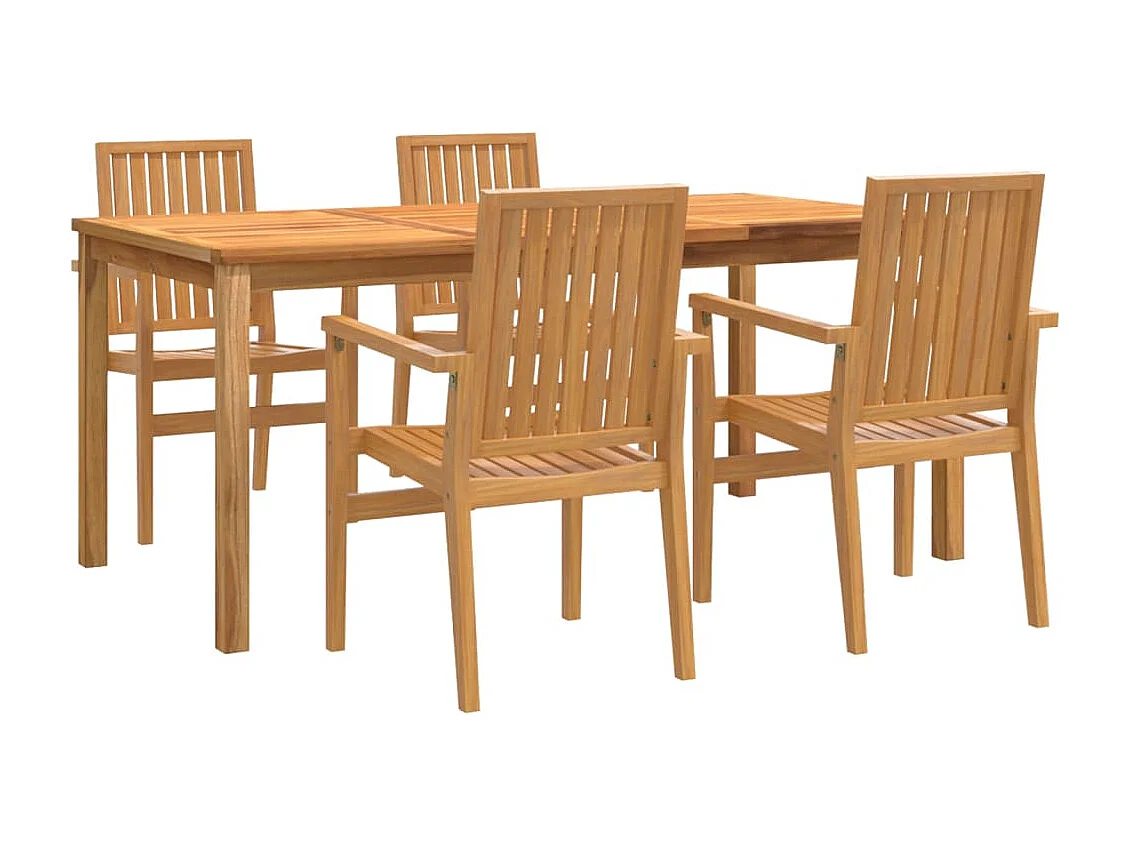 Garden Furniture -  Ensemble à manger de jardin 5pcs Bois de teck massif