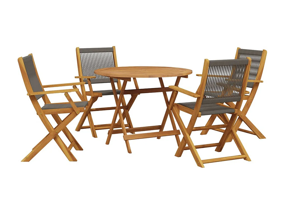 Juno  Ensemble à manger de jardin 5pcs gris polypropylène bois massif
