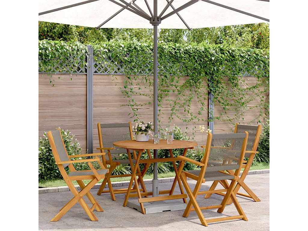 Juno  Ensemble à manger de jardin 5pcs gris polypropylène bois massif