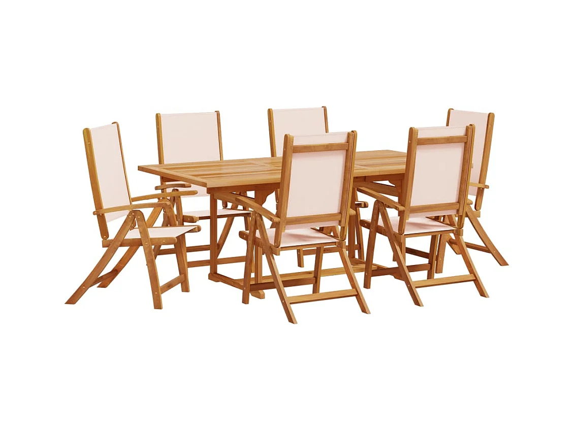 Yljo  Juego comedor de jardín 7 pzas madera maciza acacia y textileno