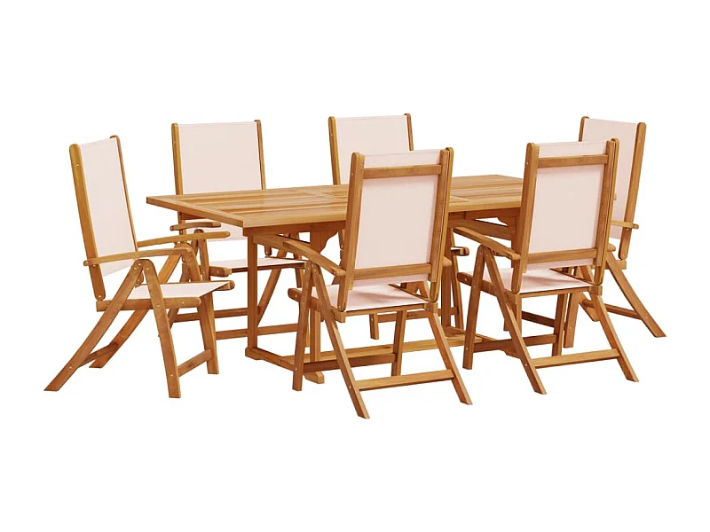 Yljo  Ensemble à Manger de jardin 7pcs bois d'acacia solide textilène