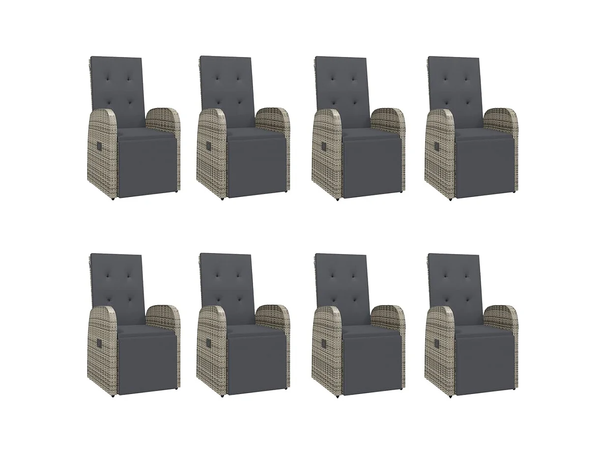 Marie-Fleur  9-delige Tuinset met kussens poly rattan grijs