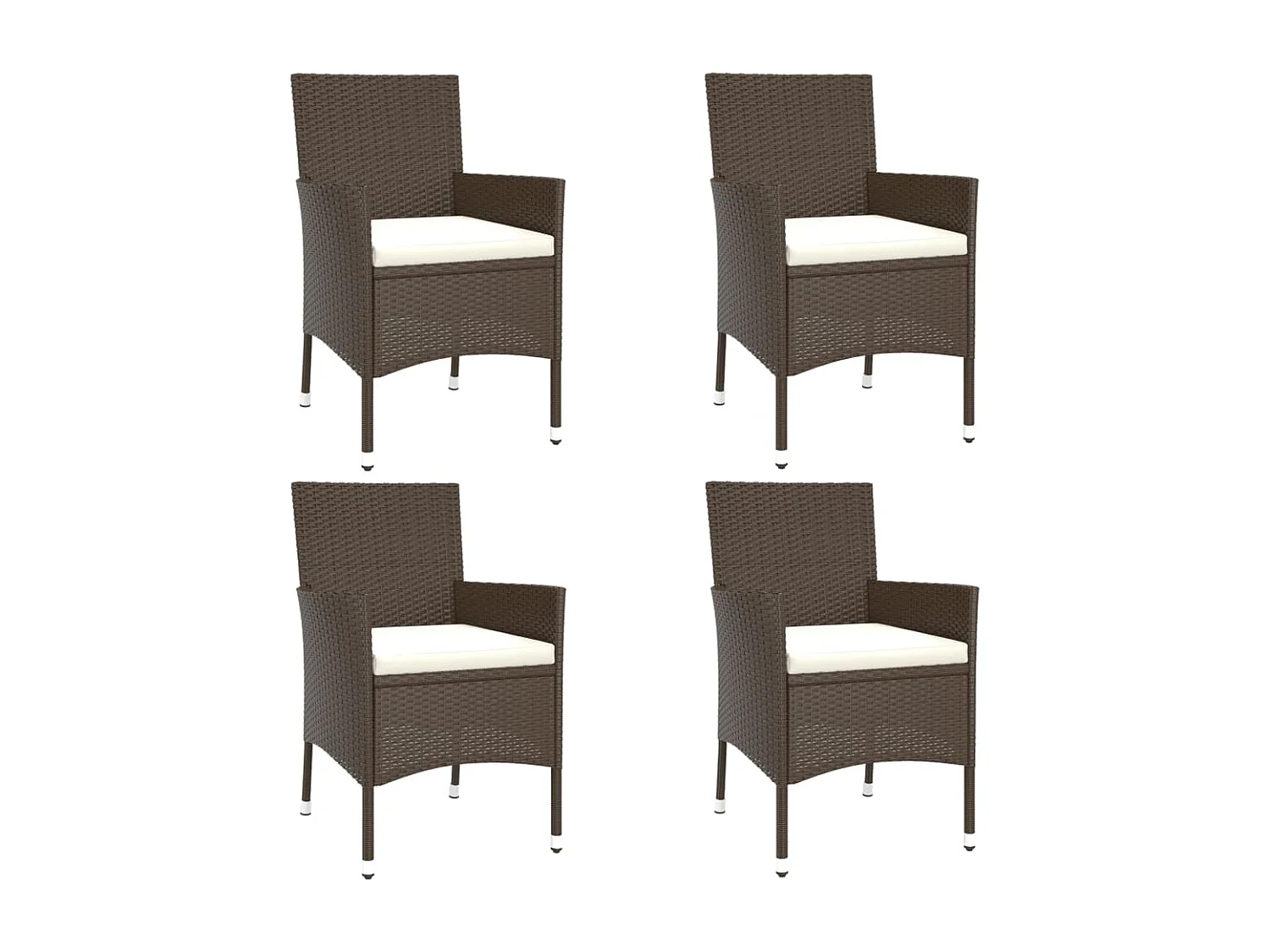 Olavi  Ensemble à manger de jardin 5 pcs et coussins marron poly rotin