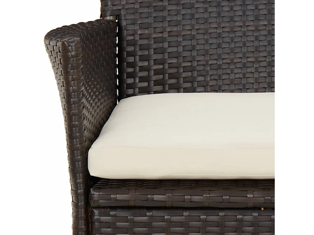 Olavi  Ensemble à manger de jardin 5 pcs et coussins marron poly rotin