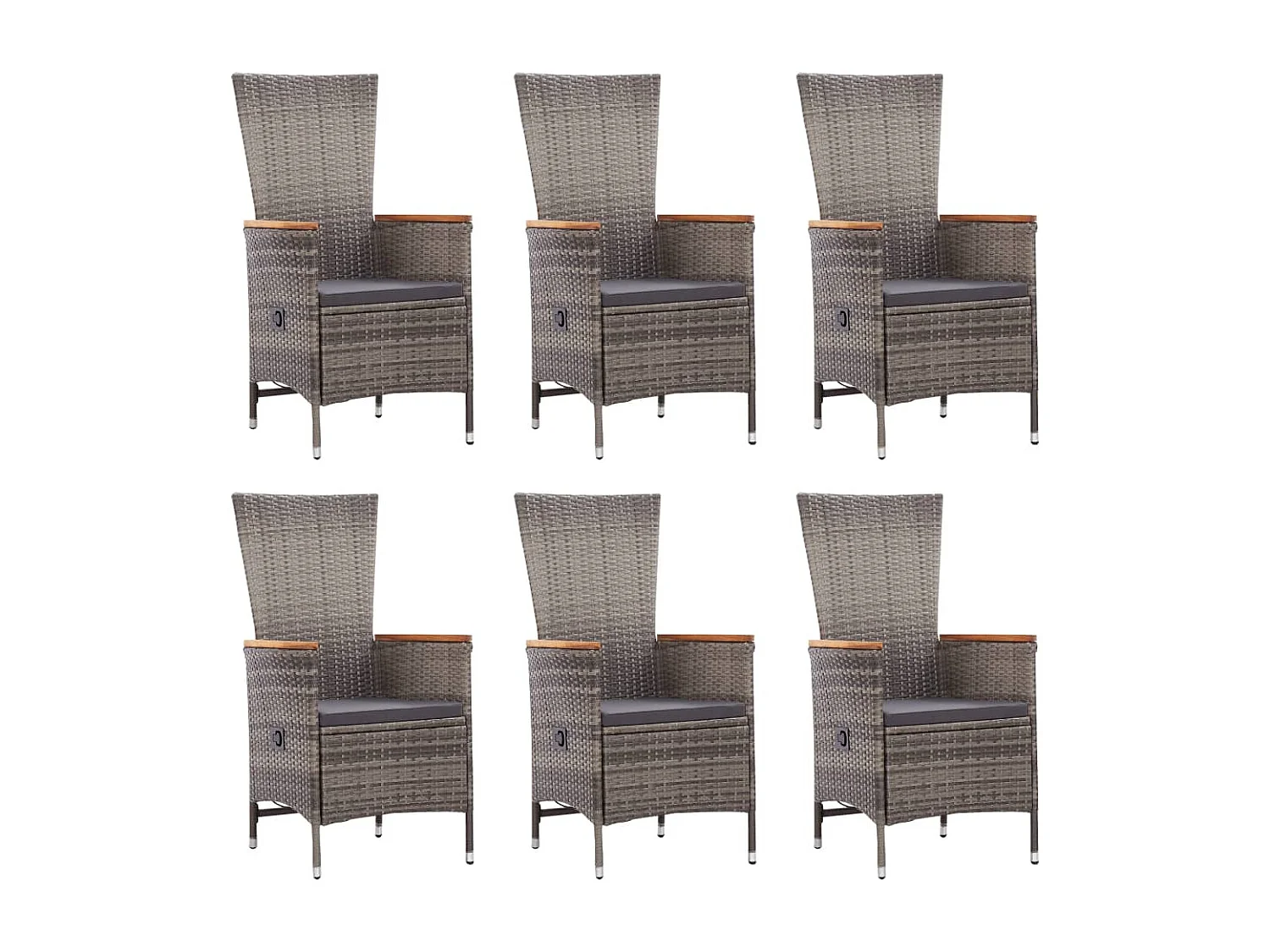 Massimiliano  Ensemble à manger de jardin 7 pcs Résine tressée Gris