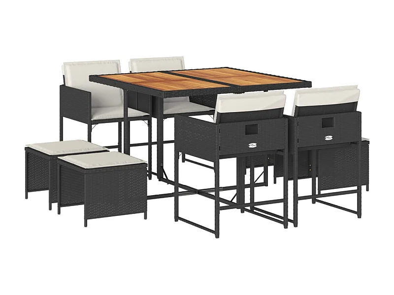 Kirkland  9-delige Tuinset poly rattan zwart