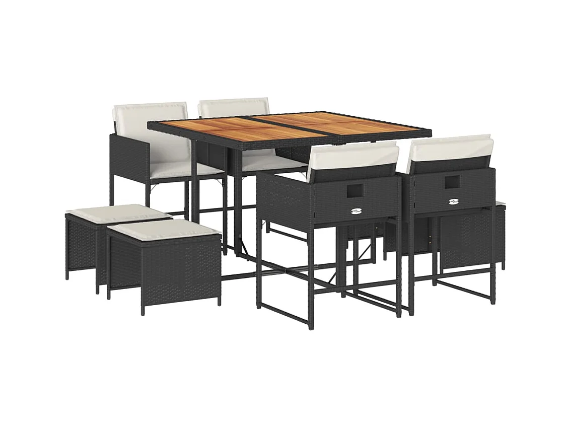 Kirkland  9-delige Tuinset poly rattan zwart