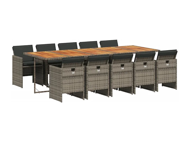 Ljungby  11-delige Tuinset met kussens poly rattan grijs
