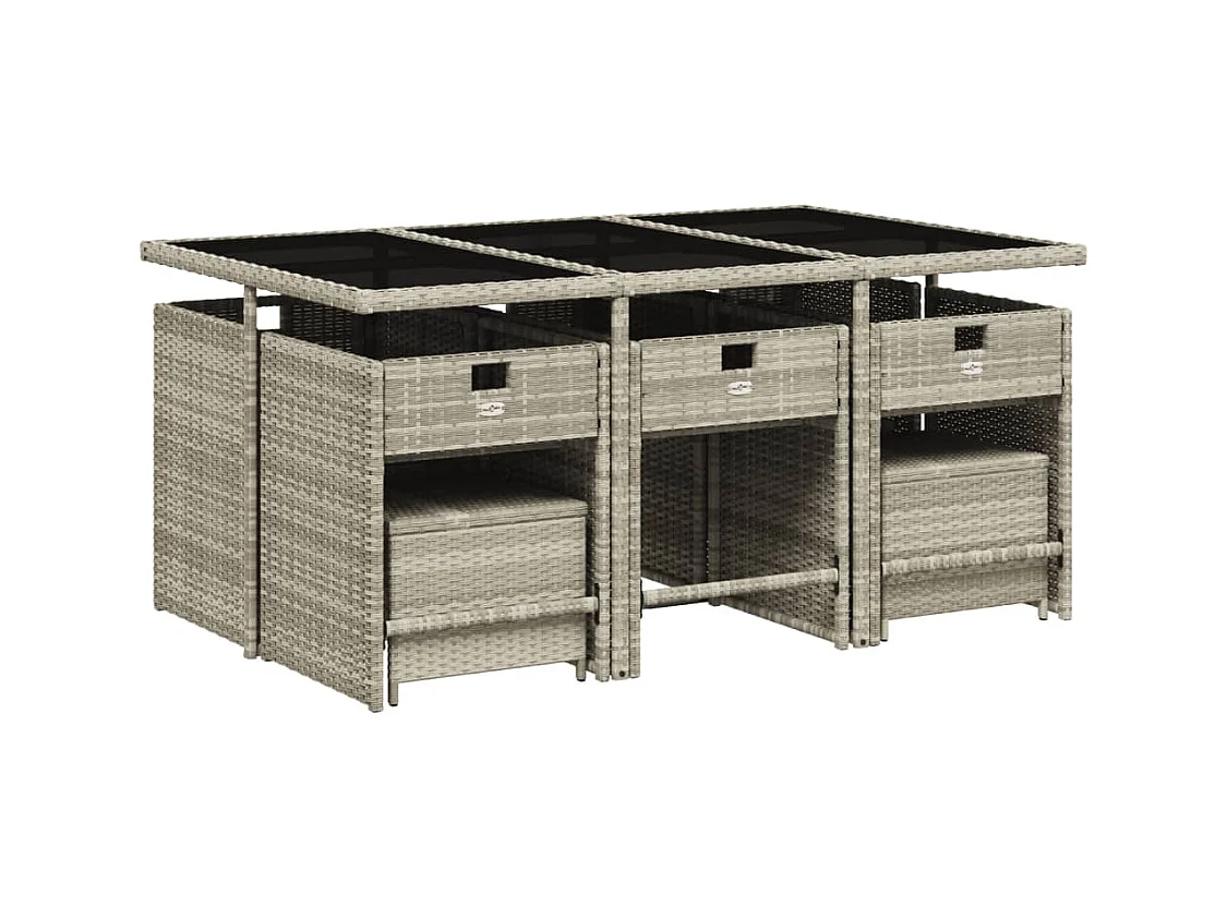 Zenn  11-delige Tuinset met kussens poly rattan lichtgrijs