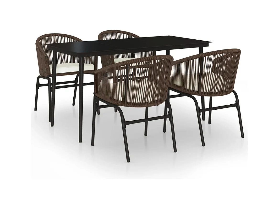 Belric  Juego de comedor de jardín 5 piezas con cojines marrón
