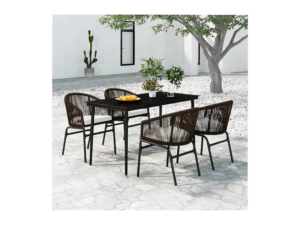 Belric  Juego de comedor de jardín 5 piezas con cojines marrón