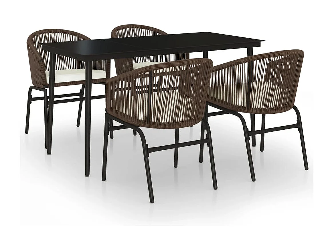 Belric  Ensemble à manger de jardin 5 pcs Marron