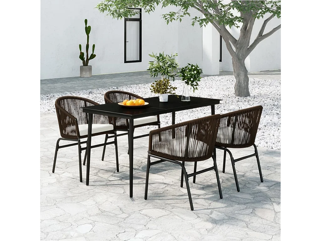 Belric  Ensemble à manger de jardin 5 pcs Marron