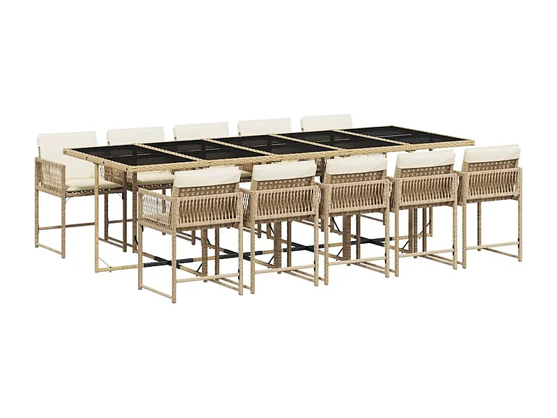 Sharif  11-delige Tuinset met kussens poly rattan beige