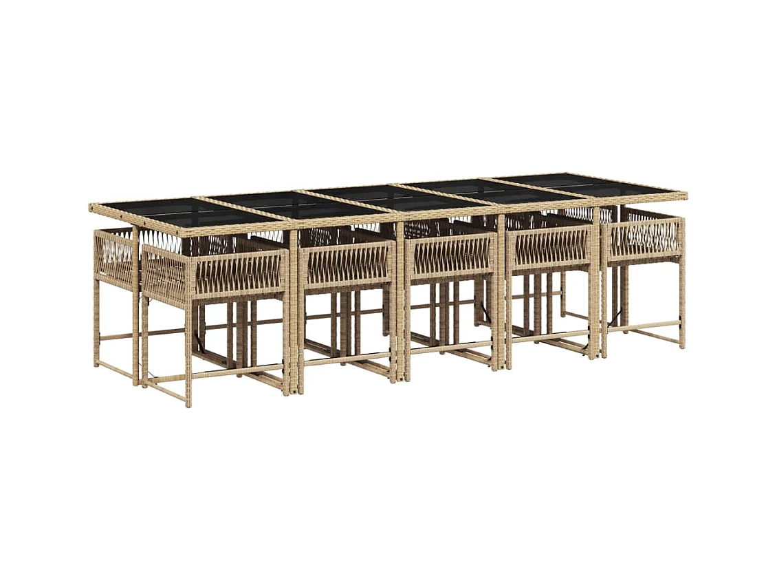 Sharif  11-delige Tuinset met kussens poly rattan beige
