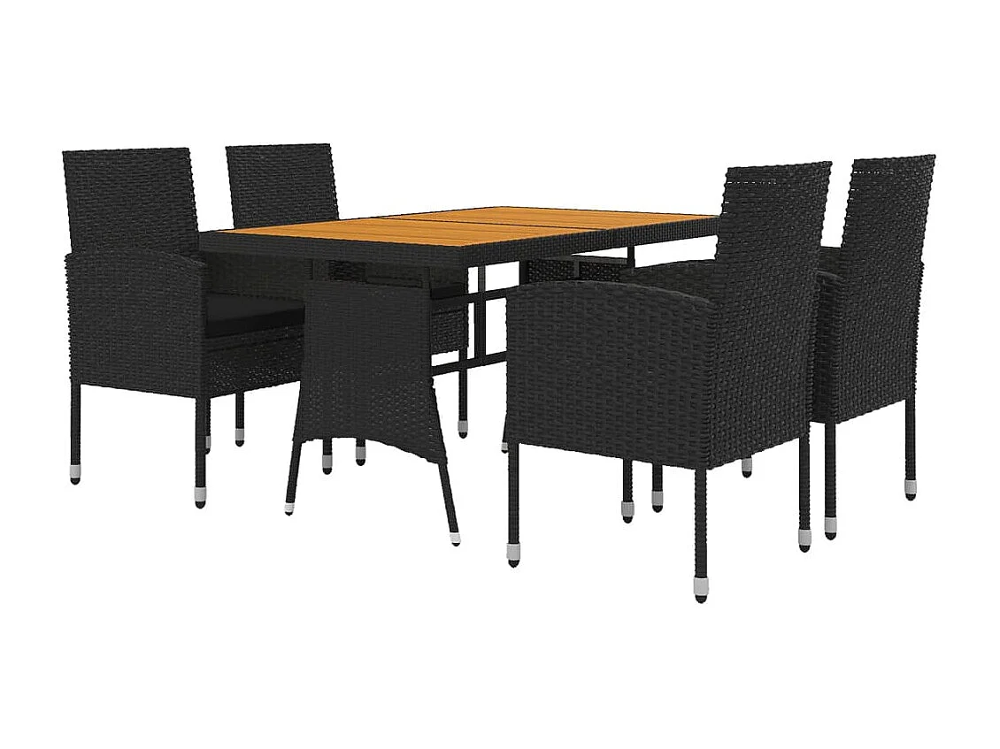 Prolenta Premium -  Juego de comedor de jardín 5 piezas ratán sintético negro