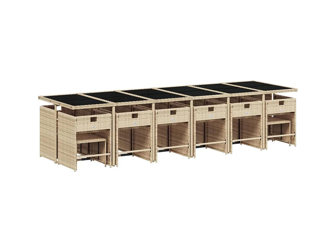 Enfield  Ensemble à manger de jardin et coussins 17 pcs beige