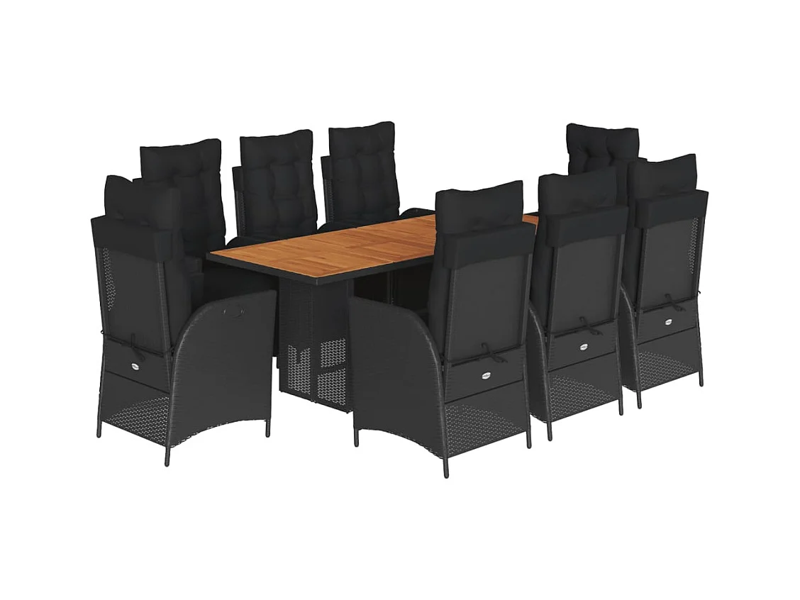 Anselm  9-delige Tuinset poly rattan zwart