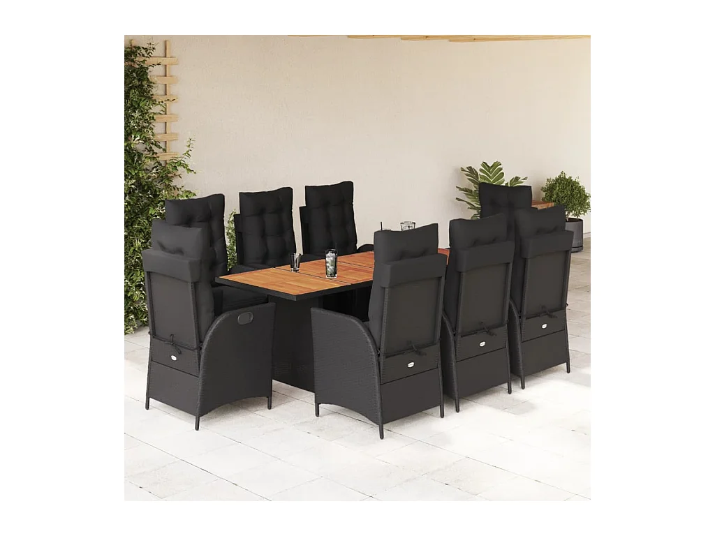 Anselm  9-delige Tuinset poly rattan zwart