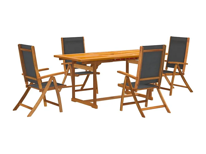 Carrizo Springs  Ensemble à manger de jardin 5pcs bois d'acacia solide textilène