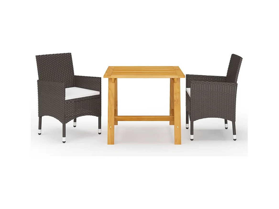 Claire-Célina  Juego de comedor de jardín de 3 piezas marrón