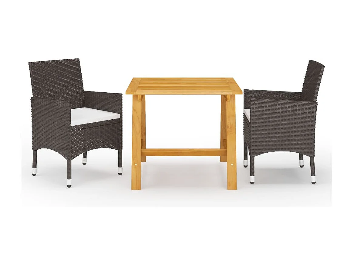 Claire-Célina  Ensemble à manger de jardin 3 pcs Marron