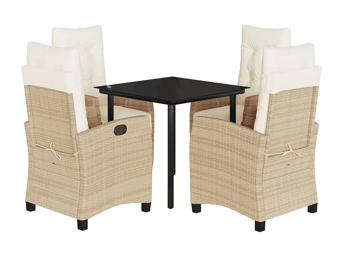 Prolenta Premium -  Ensemble à manger de jardin avec coussins 5pcs Beige poly rotin