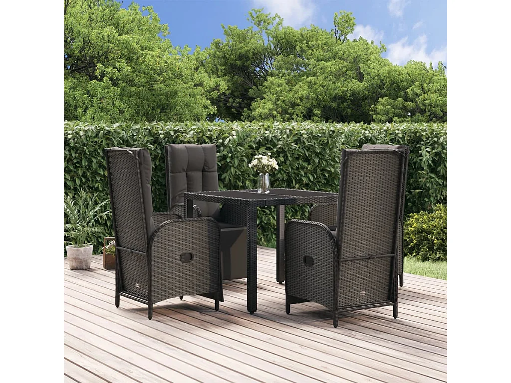 Prolenta Premium -  Set de muebles jardín 5 pzas con cojines ratán sintético negro